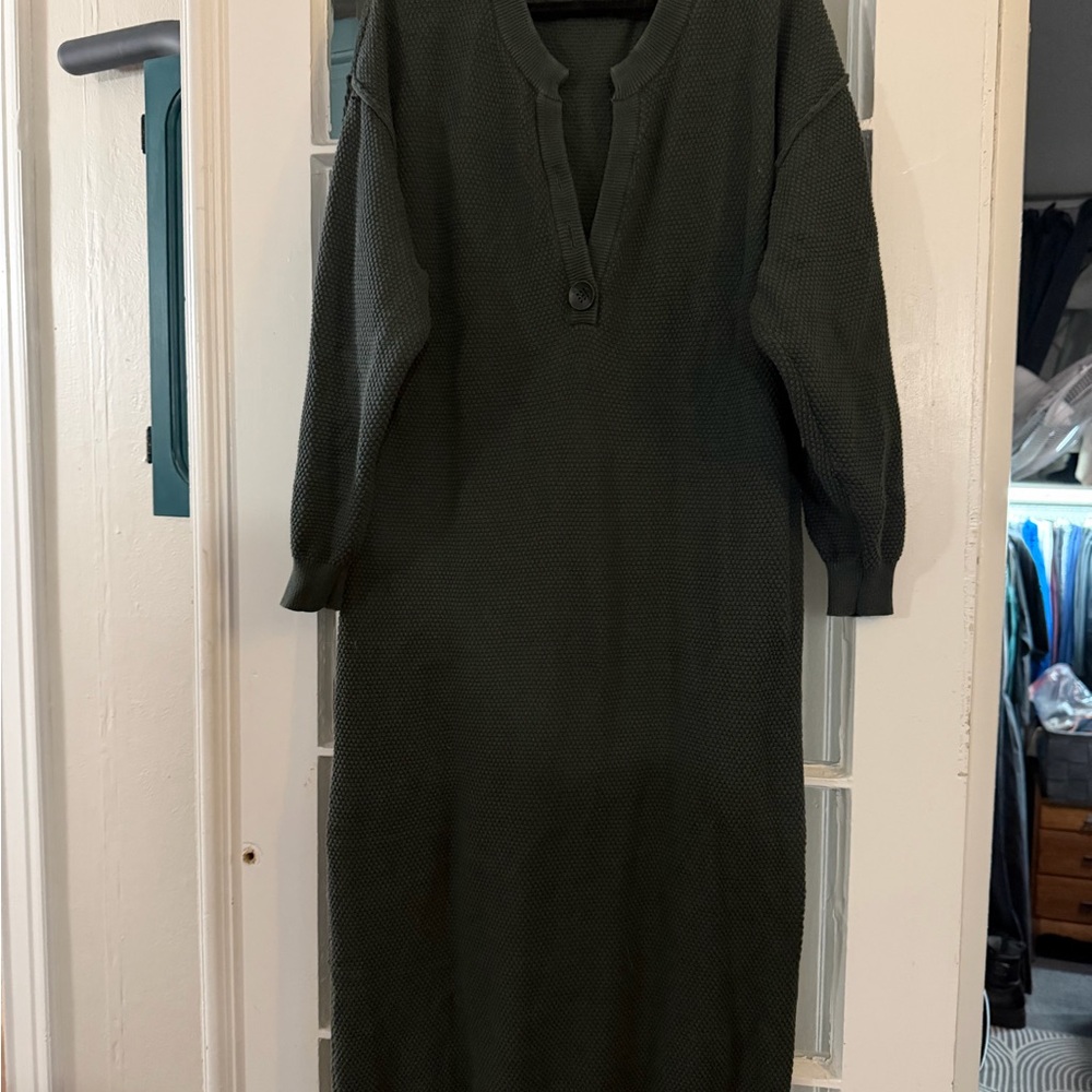 Free People Dark Green Long Sleeve Hailee Dress